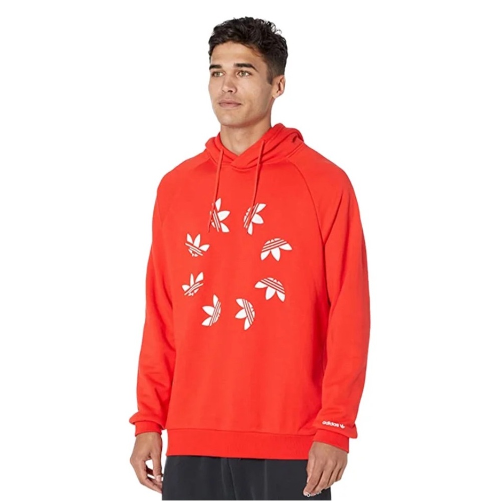 Adidas Men's Bold Red Graphic Hoodie